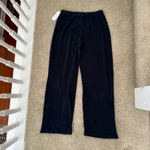 NWT PerfectWhiteTee Katie Terry Wide Leg Pants 100% Cotton Navy Sz L - Picture 3 of 3